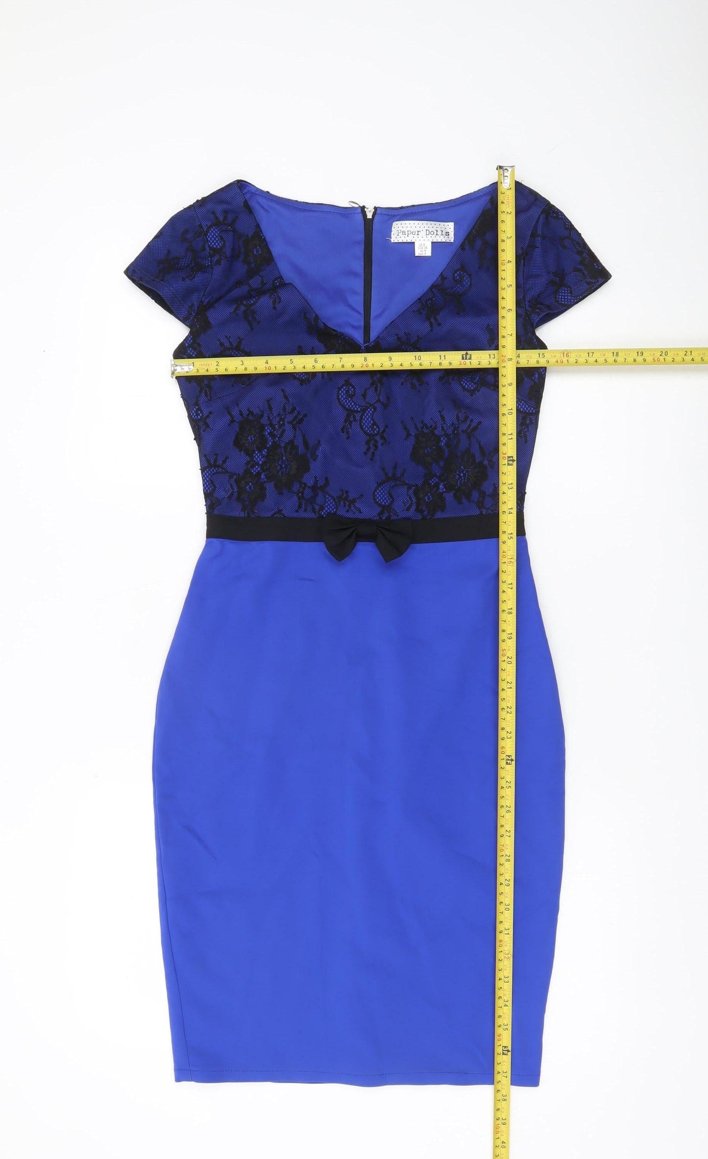 Paper Dolls Women’s Blue Sheath Lace Dress Size 8 V-Neck Cocktail