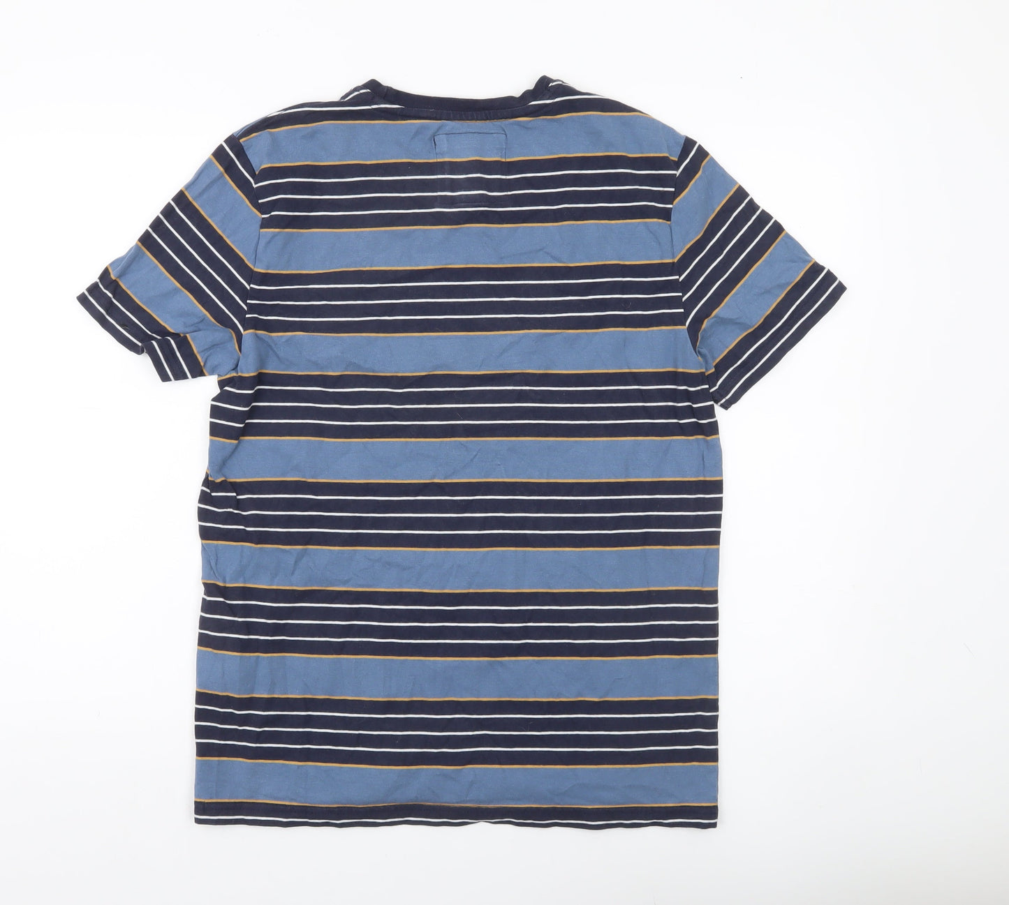 Fat Face Men’s Blue Striped Crew Neck Cotton T-Shirt Size M