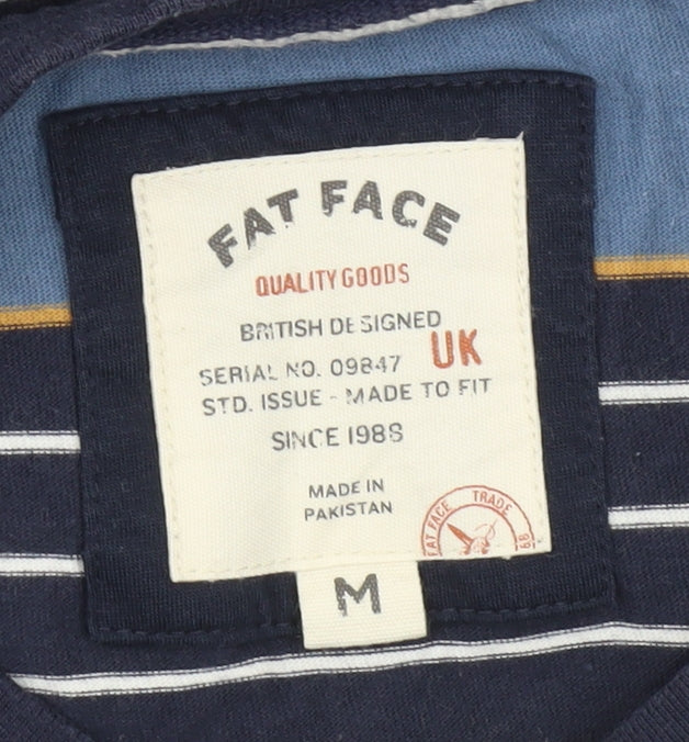 Fat Face Men’s Blue Striped Crew Neck Cotton T-Shirt Size M