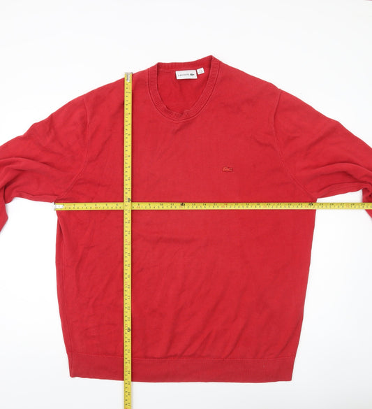Lacoste Men’s Red Cotton Pullover Jumper 3XL Crew Neck Knitwear
