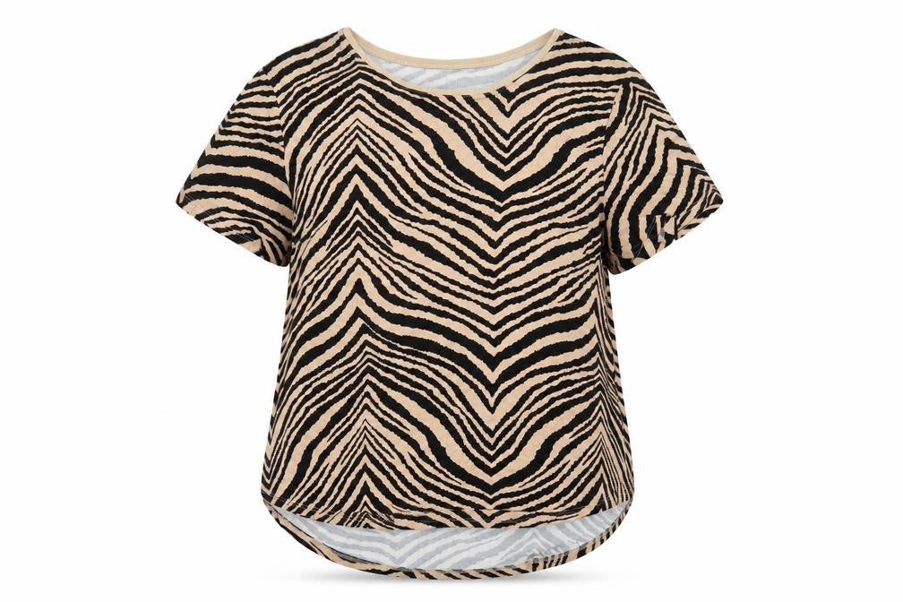 Oasis Women’s Zebra Print T-Shirt Beige Black XL Viscose