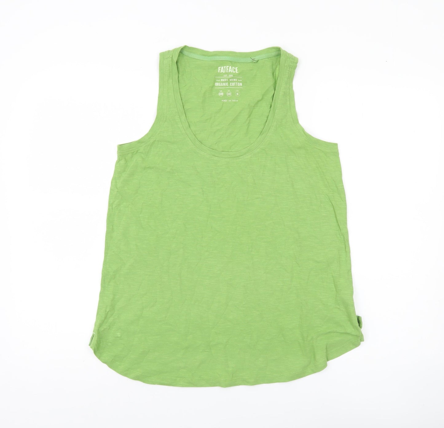FatFace Womens Green Tank Top Size 10 Organic Cotton Casual