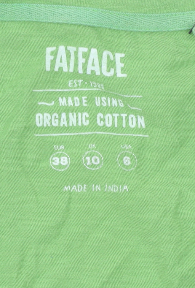 FatFace Womens Green Tank Top Size 10 Organic Cotton Casual