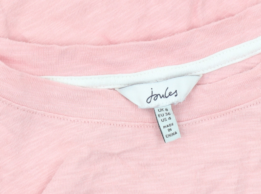 Joules Womens Pink Cotton Crew Neck Short Sleeve T-Shirt UK 8