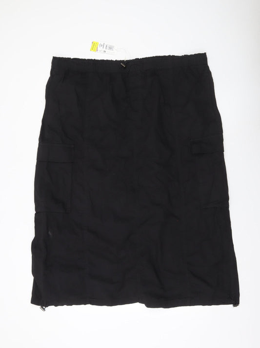 Marks and Spencer Womens Black Size 24 Cargo Skirt Knee Length