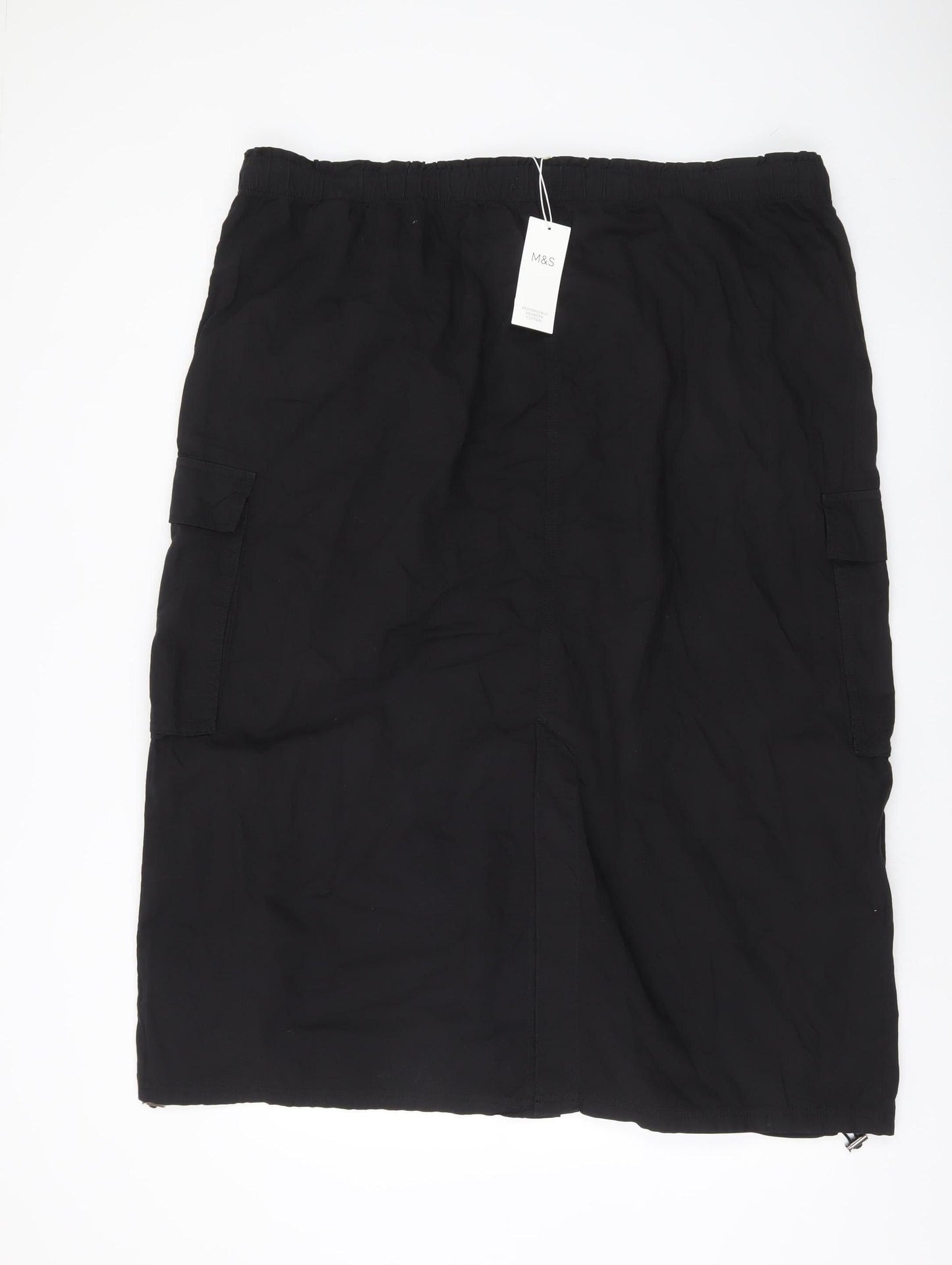 Marks and Spencer Womens Black Size 24 Cargo Skirt Knee Length