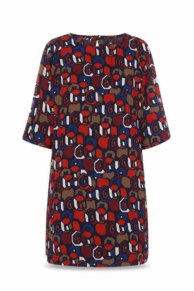 MNG Collection Women’s Multicoloured Geometric Shift Dress Size 12
