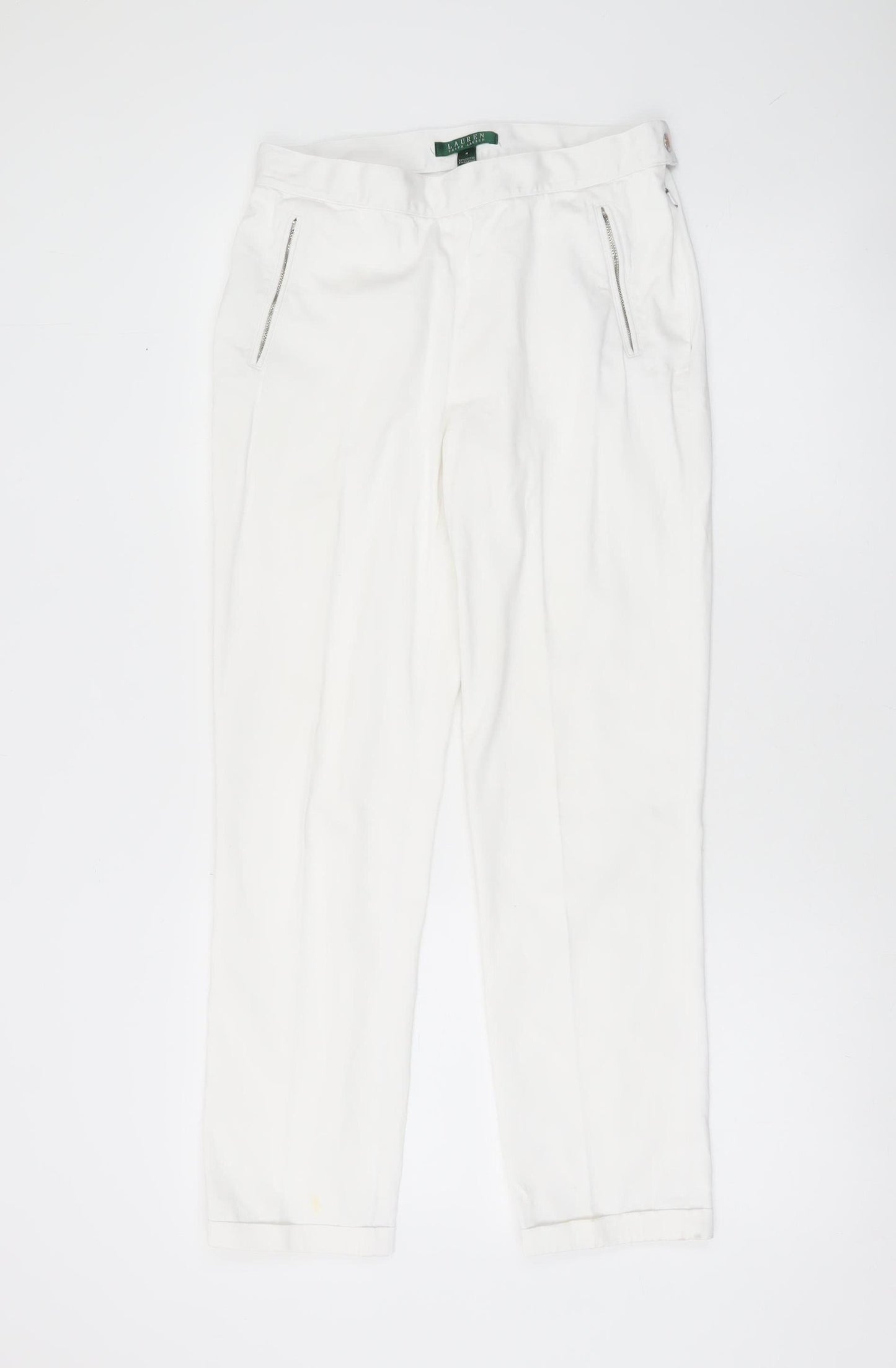 Ralph Lauren Women’s White Chino Trousers Size 4 Cotton Blend