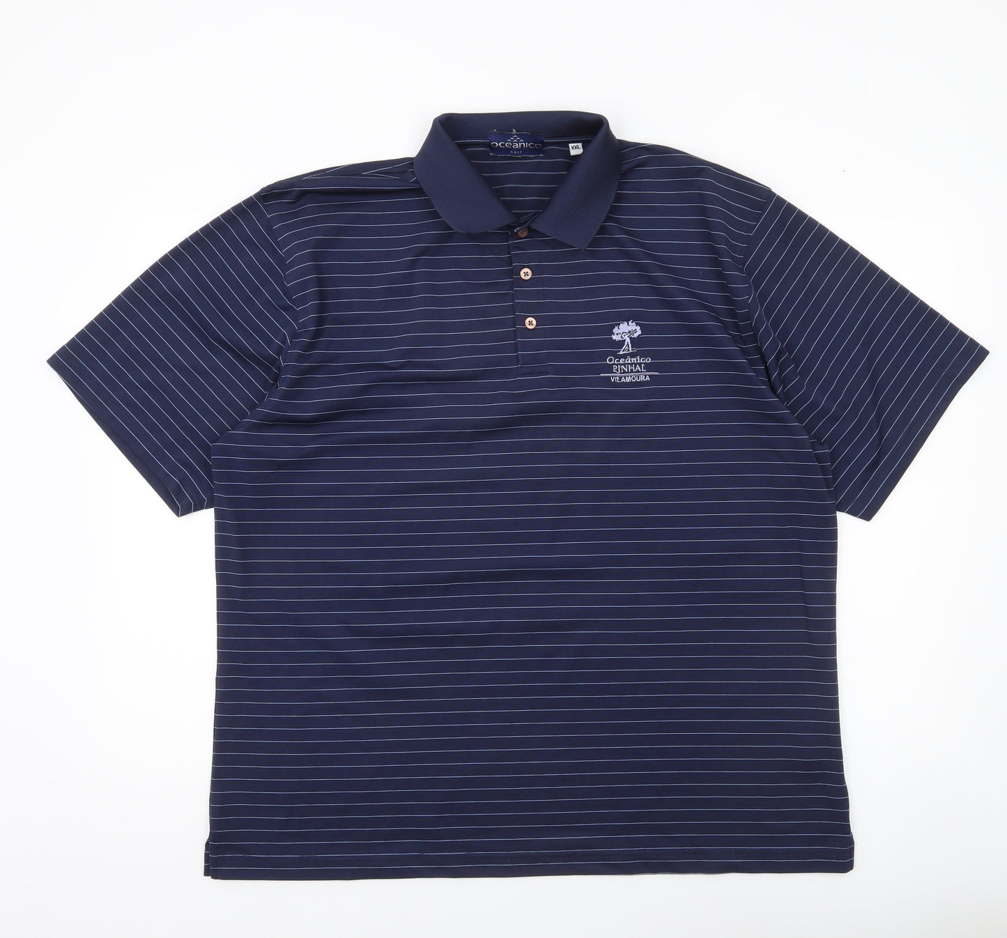 Oceanico Men’s Blue Striped 2XL Golf Polo Shirt Polyester