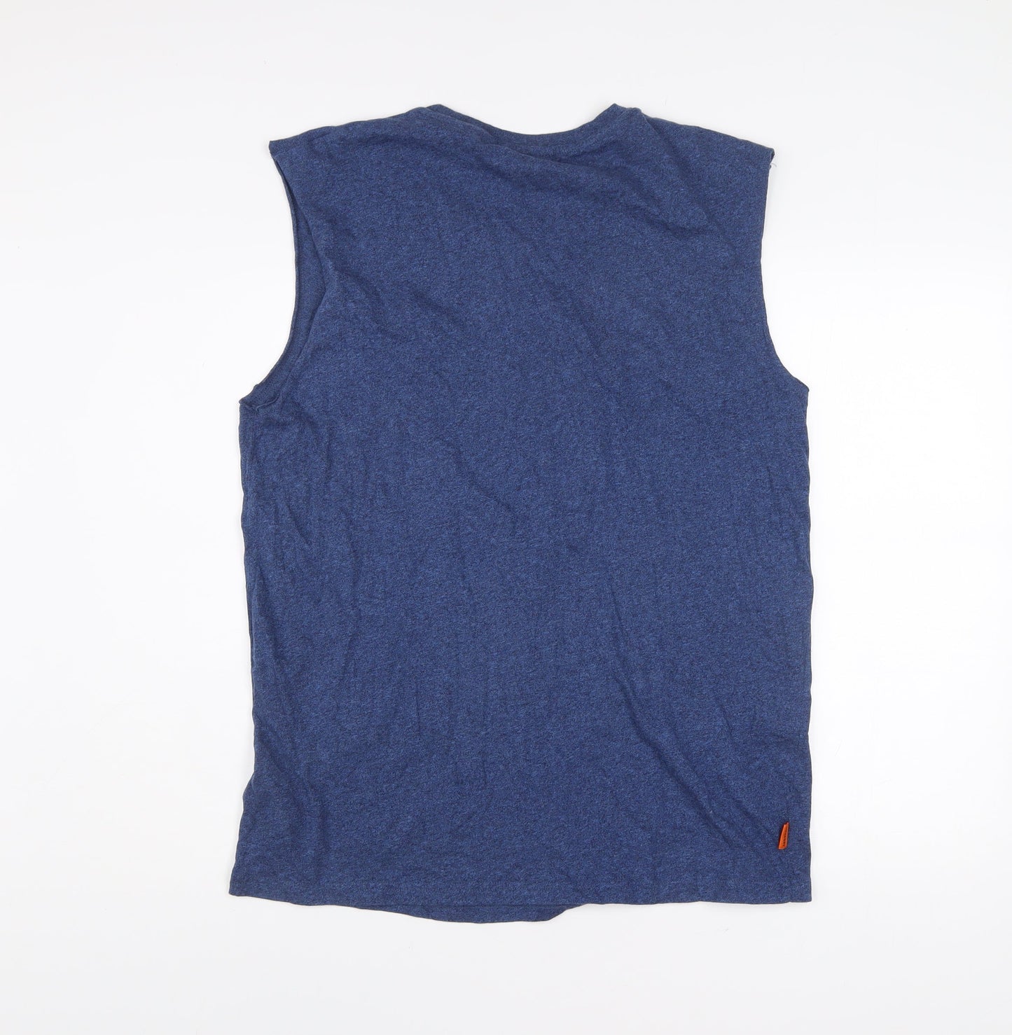 Superdry Mens Blue Sleeveless Crew Neck Cotton T-Shirt Size L