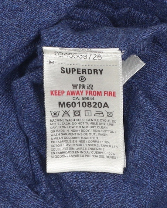 Superdry Mens Blue Sleeveless Crew Neck Cotton T-Shirt Size L