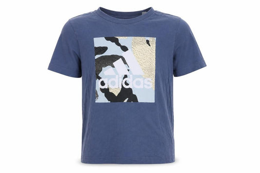 Adidas Boys Blue Graphic Logo T-Shirt Short Sleeve Size 10 Years