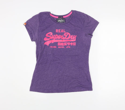 Superdry Womens Purple Crew Neck T-Shirt Size L Casual Jersey