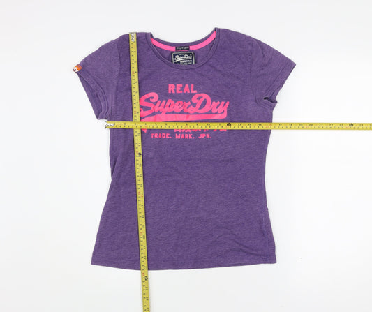 Superdry Womens Purple Crew Neck T-Shirt Size L Casual Jersey