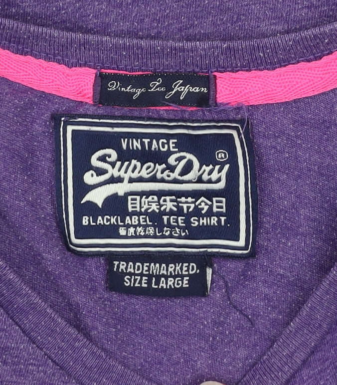Superdry Womens Purple Crew Neck T-Shirt Size L Casual Jersey