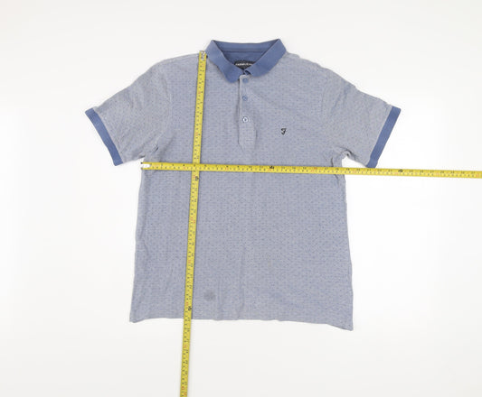 Farah Jeans Men's Blue Medium Polo Shirt Short Sleeve Cotton