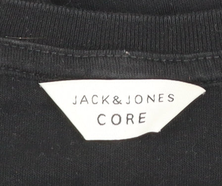 Jack & Jones Men’s Black XL Graphic Print Crew Neck T-Shirt