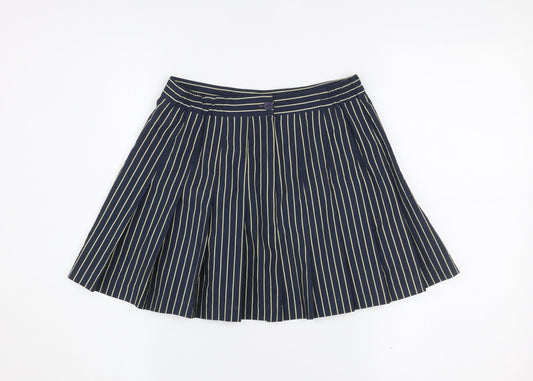 Tail Women’s Blue Striped Pleated Short Skirt Size 10 Polyester