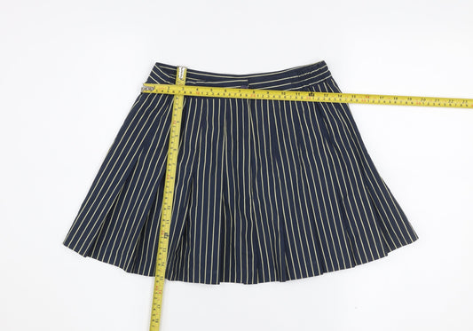 Tail Women’s Blue Striped Pleated Short Skirt Size 10 Polyester