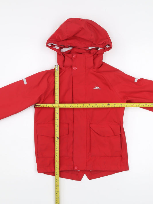 Trespass Boys Red Waterproof Rain Coat Jacket Hooded 5-6 Years