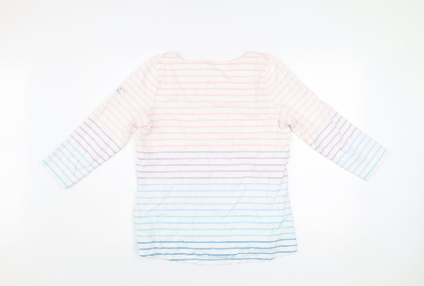 Joules Womens Multicoloured Stripe Cotton 3/4 Sleeve T-Shirt UK 14