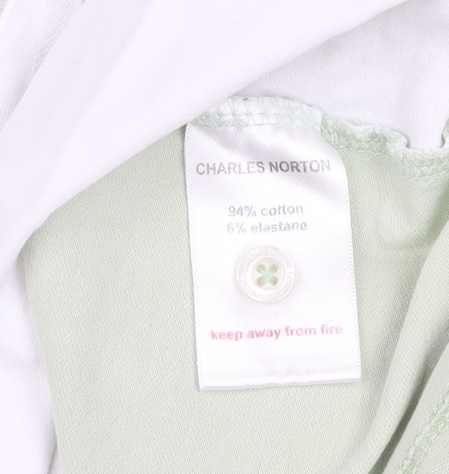 Charles Norton Mens Green L Polo Shirt Cotton Elastane Short Sleeve