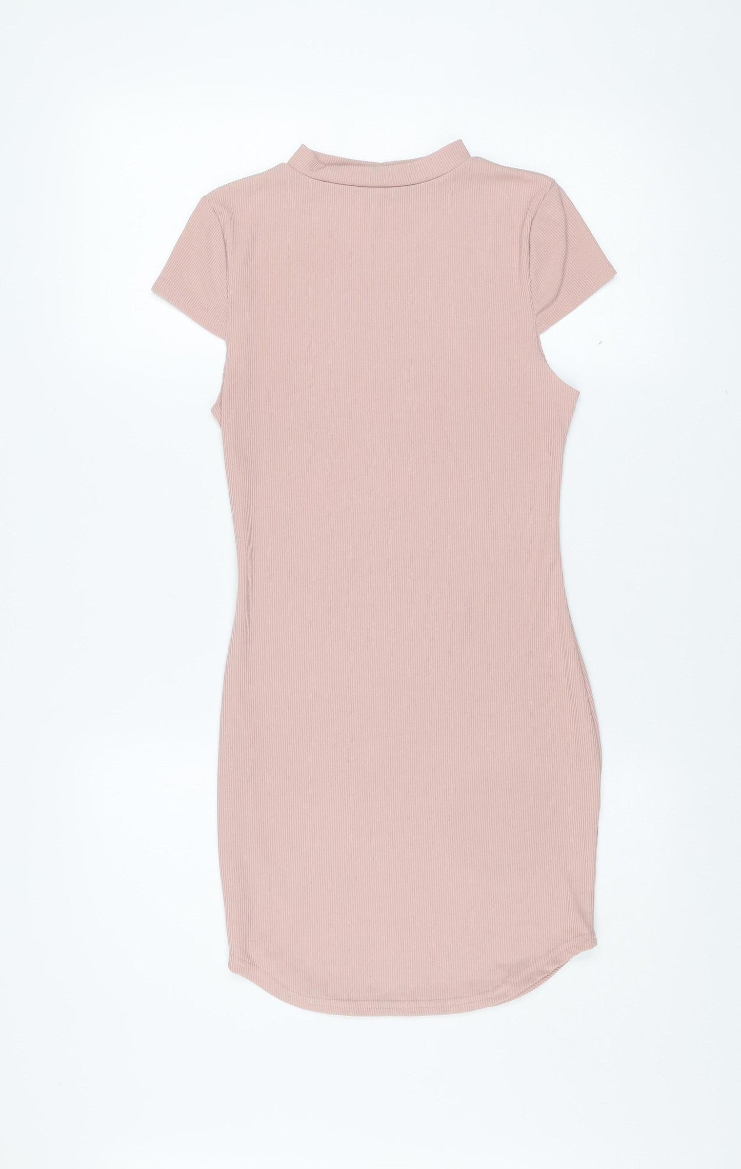 PrettyLittleThing Women’s Pink Bodycon Short Sleeve Dress Size 12