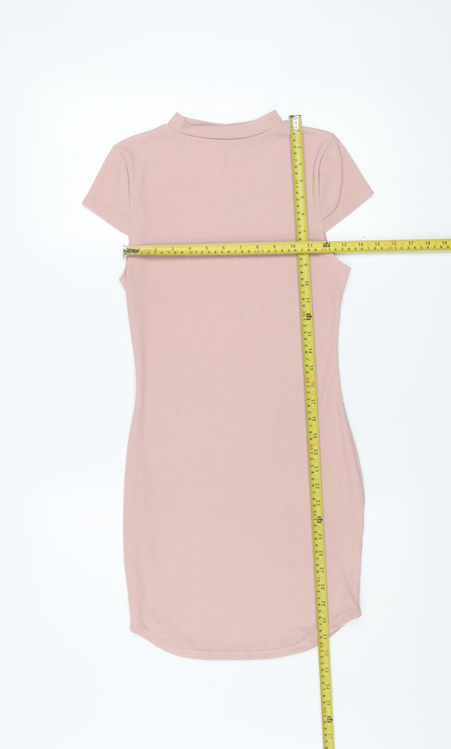 PrettyLittleThing Women’s Pink Bodycon Short Sleeve Dress Size 12