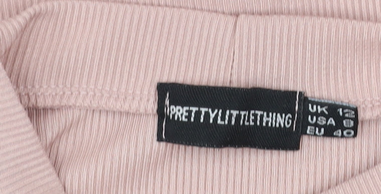 PrettyLittleThing Women’s Pink Bodycon Short Sleeve Dress Size 12