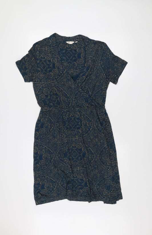 Fat Face Women’s Blue Paisley Wrap Dress Size 12 Viscose Casual Boho