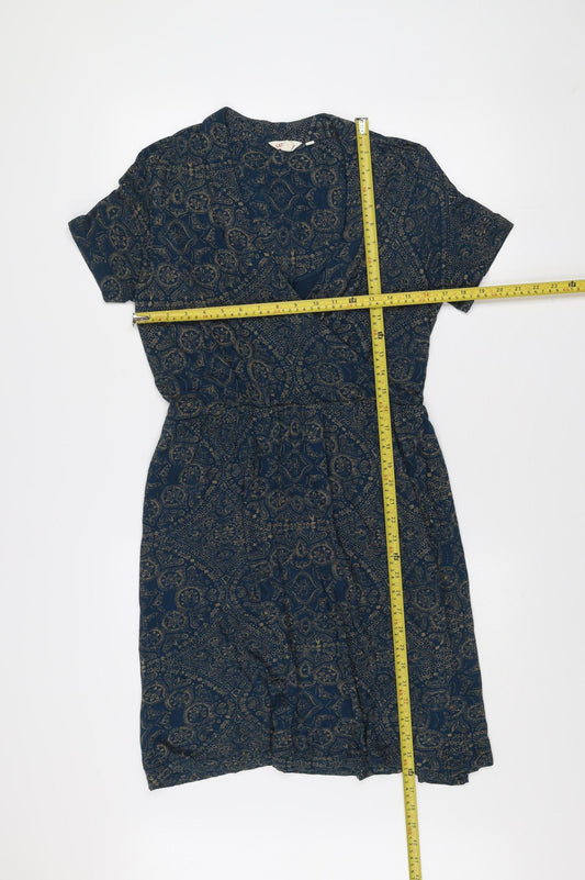 Fat Face Women’s Blue Paisley Wrap Dress Size 12 Viscose Casual Boho