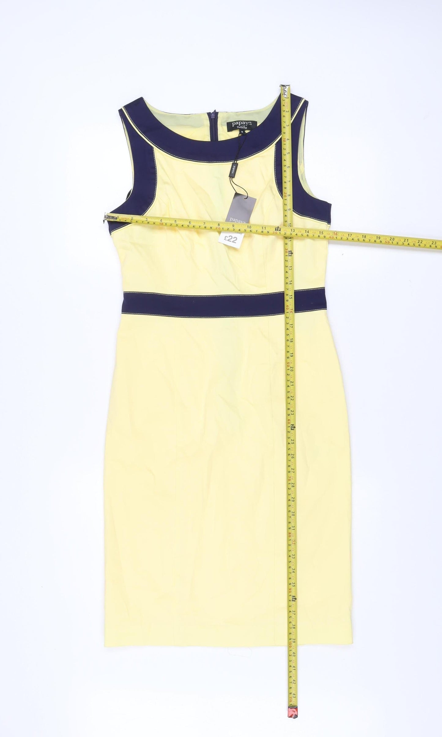 Papaya Women’s Yellow Blue Sheath Knee Length Dress Size 10
