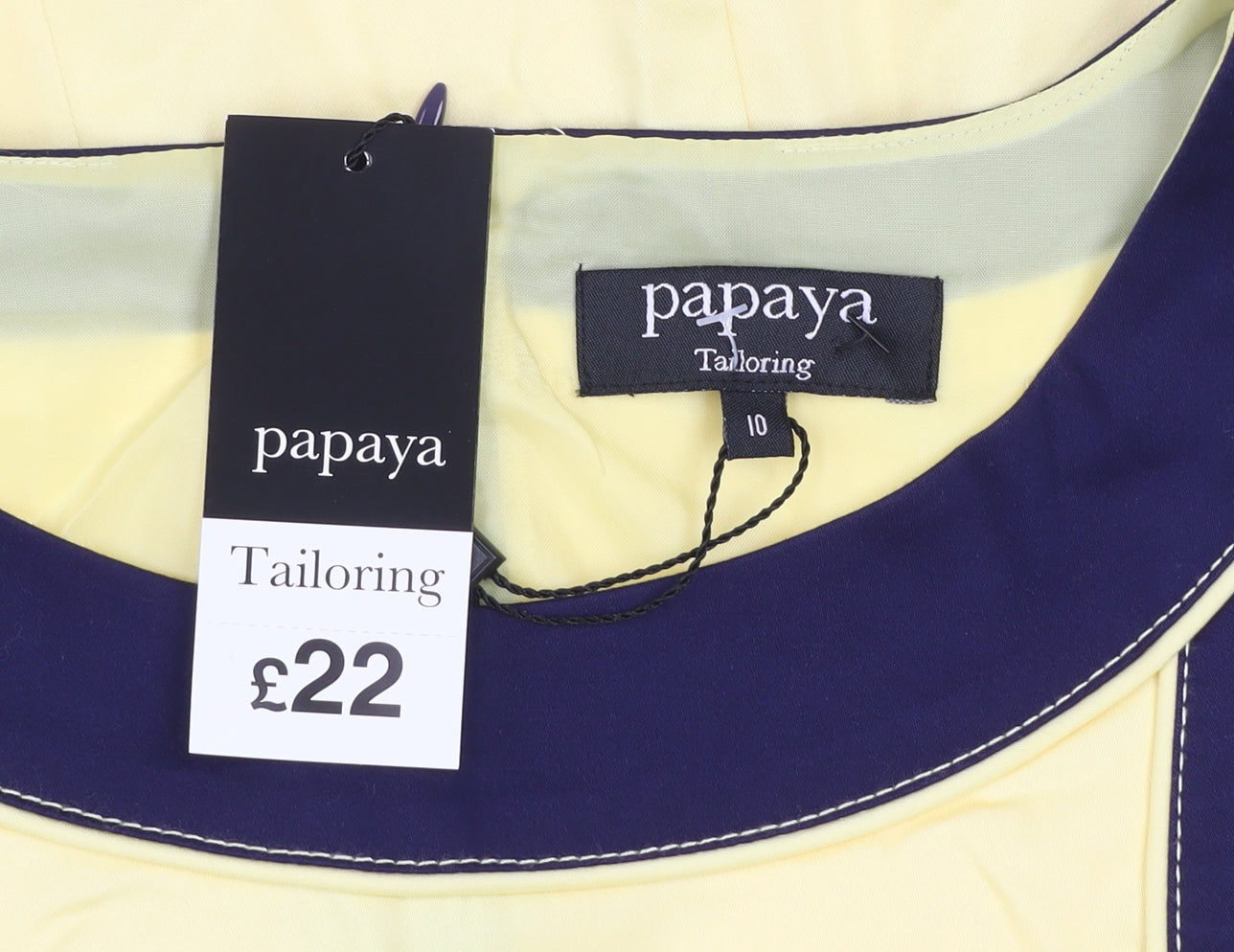 Papaya Women’s Yellow Blue Sheath Knee Length Dress Size 10