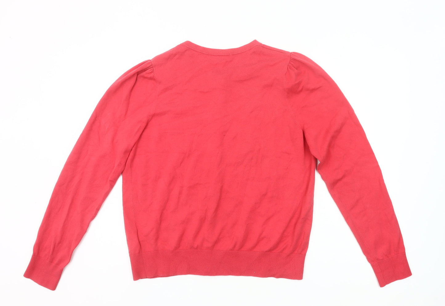 Boden Women’s Red Crew Neck Long Sleeve Cotton Cardigan Size L