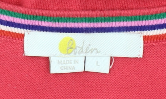 Boden Women’s Red Crew Neck Long Sleeve Cotton Cardigan Size L