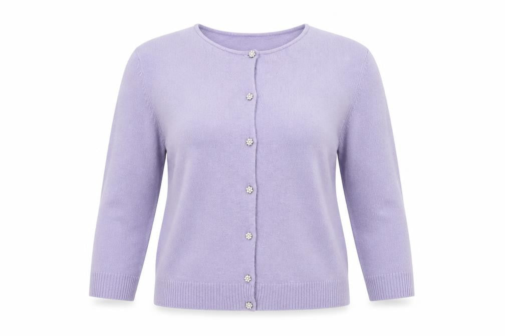 IFW Women’s Purple Wool Angora Blend Cardigan M 3/4 Sleeve