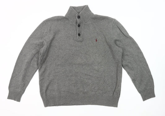Polo Ralph Lauren Men’s Grey XL Cotton Henley Mock Neck Jumper