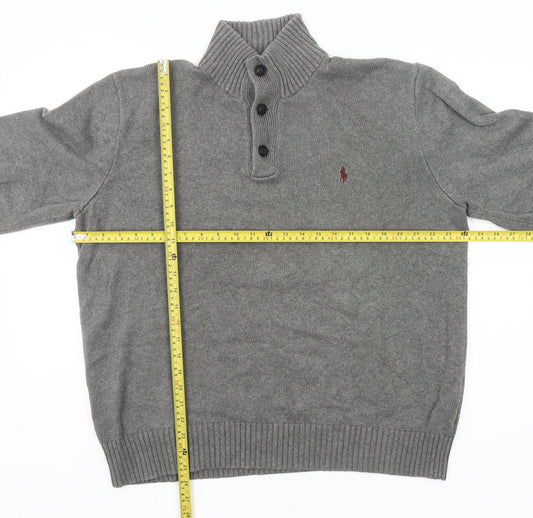 Polo Ralph Lauren Men’s Grey XL Cotton Henley Mock Neck Jumper