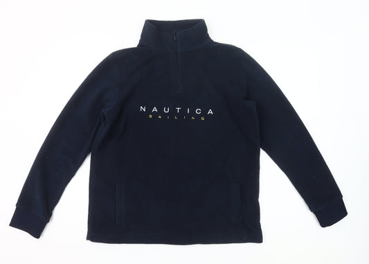 Nautica Men's Blue M Sailing Fleece Sweatshirt Pullover 1/4 Zip