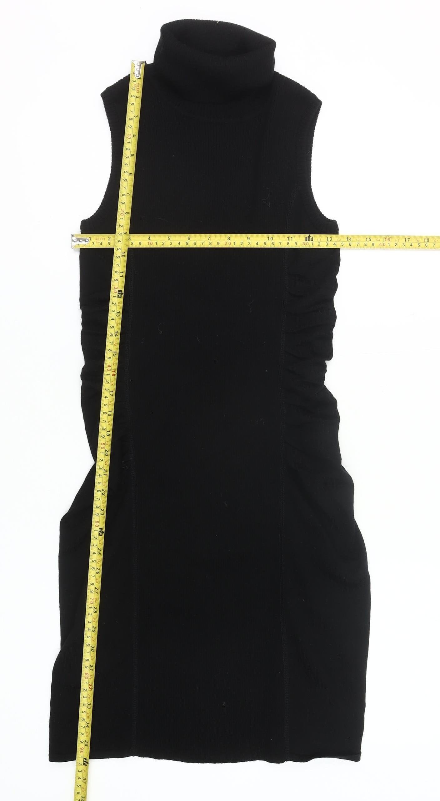 Calvin Klein Womens Black Small Bodycon Sleeveless Roll Neck Dress
