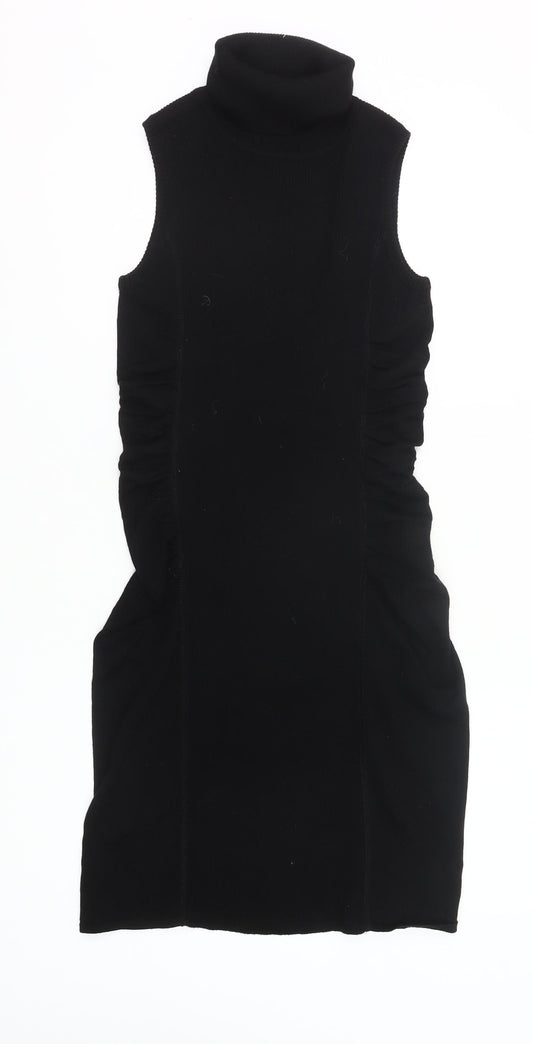 Calvin Klein Womens Black Small Bodycon Sleeveless Roll Neck Dress