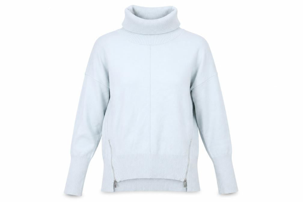 Phase Eight Womens Blue XS Roll Neck Pullover Jumper with Zips
