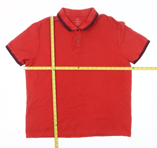 Marks and Spencer Men’s Red 2XL Cotton Polo Shirt Casual