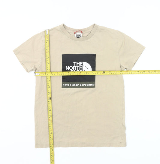 The North Face Boys Beige Graphic Logo Cotton T-Shirt Size L Youth