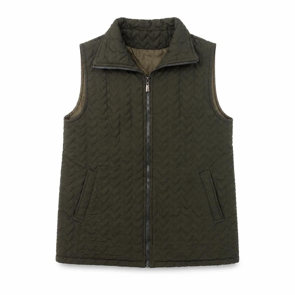 Baihe Women's Green Quilted Sleeveless Waistcoat XL Zip Pockets