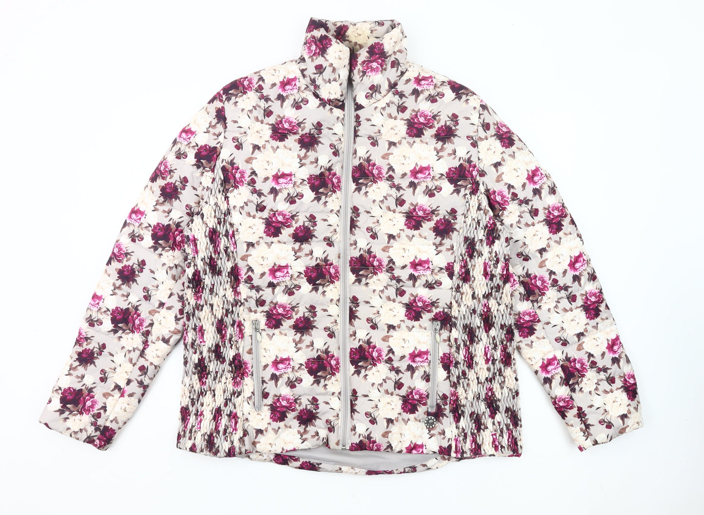 Paco Boutique Womens Multicoloured Floral Puffer Jacket Size 18