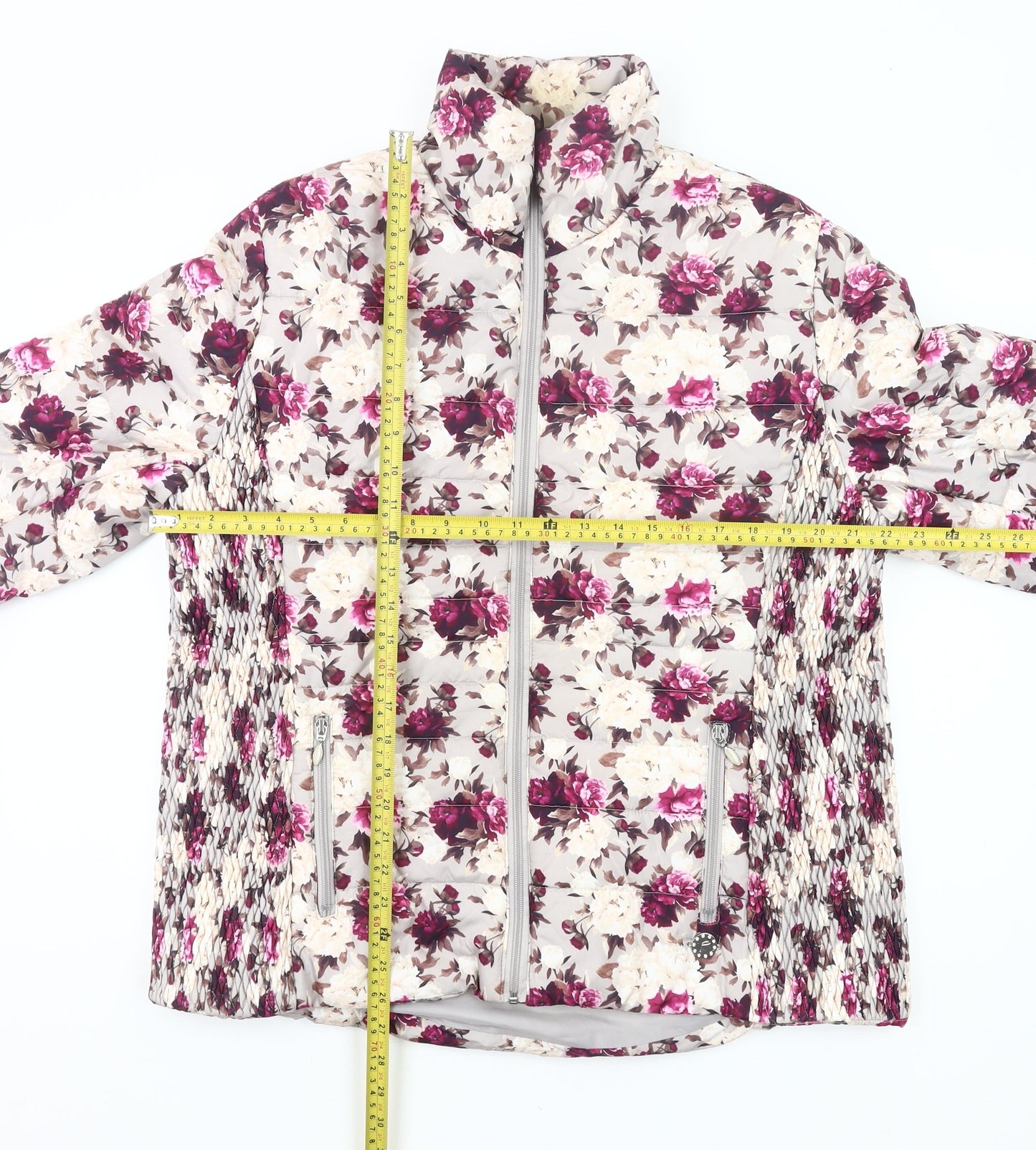 Paco Boutique Womens Multicoloured Floral Puffer Jacket Size 18