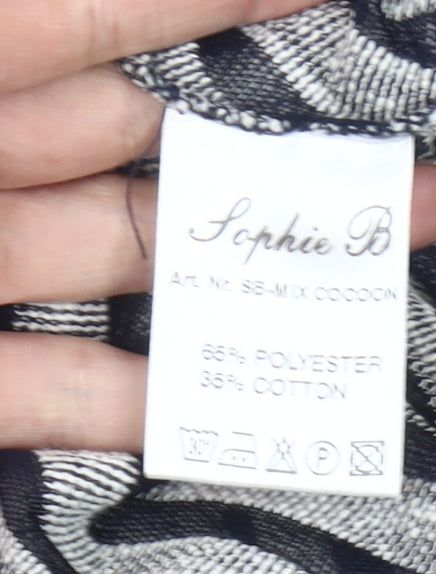 Sophie B Women’s Black White Striped Cape Cardigan Size 14
