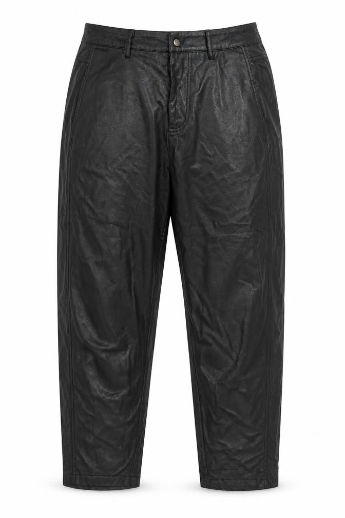 Zara Women Black Faux Leather Tapered Trousers Size 12