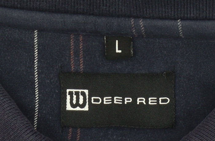 Deep Red Men’s Blue Checked Polo Shirt Size L Cotton Casual